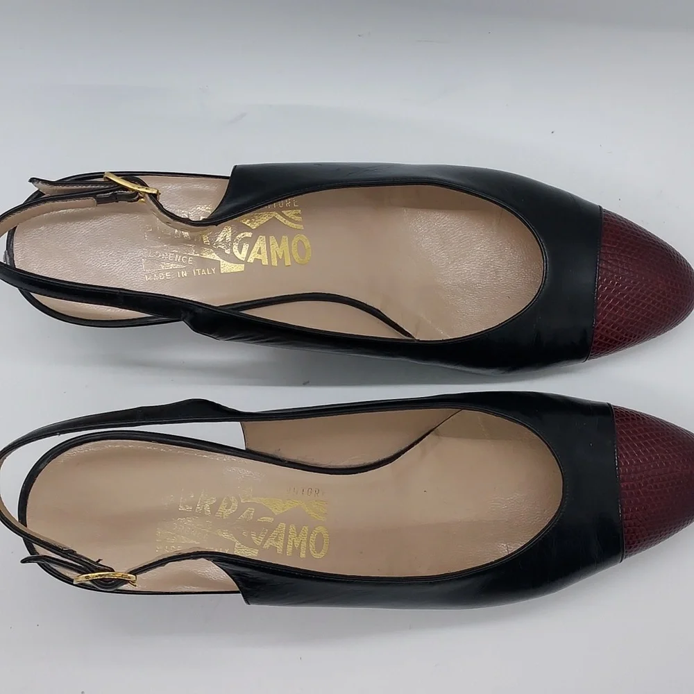 Ferragamo Slingback Kitten Heel‎ Womens Shoes Size 7